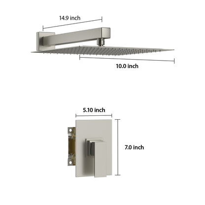 Shower Faucet Set With Rainfall Shower Head And Shower Valve, Stainless Steel And Brass
