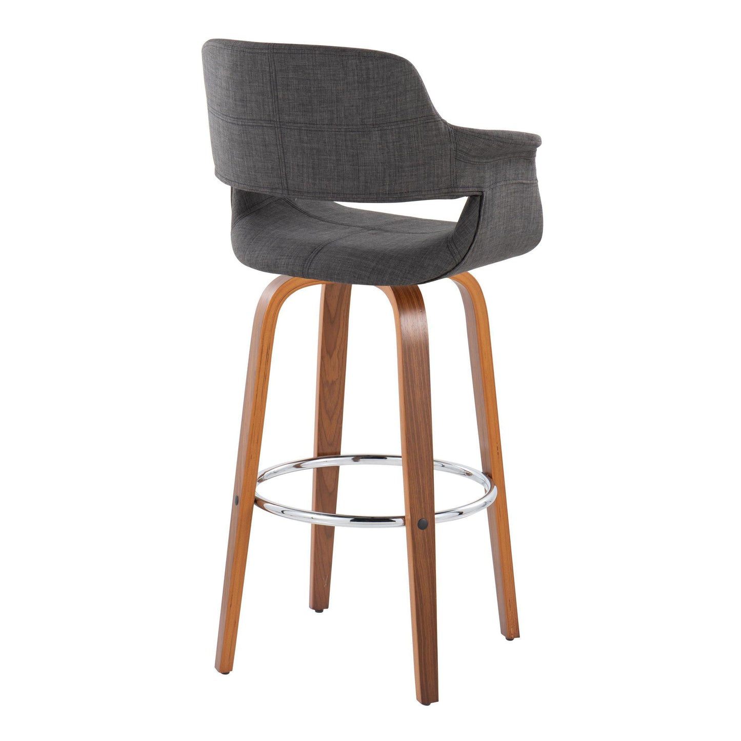 Vintage Flair - Mid Century Modern Fixed Height Barstool With Swivel & Round Footrest (Set of 2)