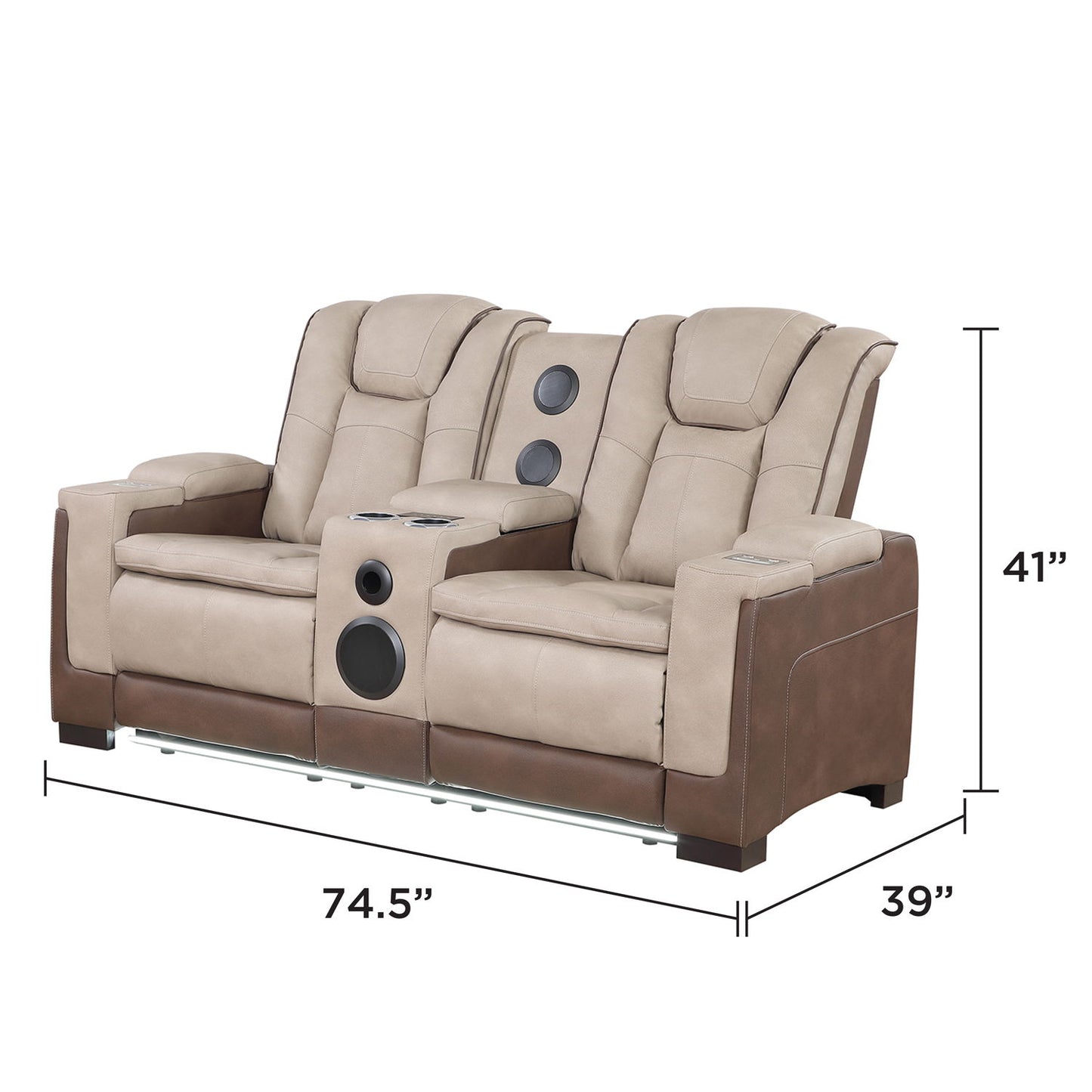 Bruno - Power Reclining Loveseat With Bluetooth Speakers