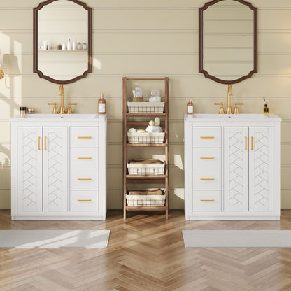 Bathroom Vanity Set With Sink, Storage Cabinet With Drawers & Soft Closing Doors