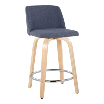 Toriano - Contemporary Fixed Height Counter Stool & Swivel And Round Footrest (Set of 2)