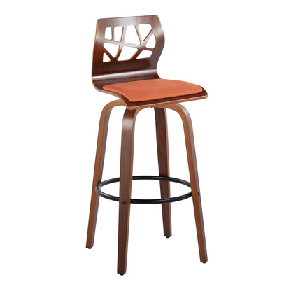 Folia - Mid Century Modern Fixed Height Barstool With Swivel With Round Footrest (Set of 2)