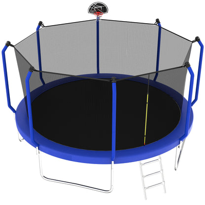 Trampoline With Basketball Hoop, Astm Approved Reinforced Type Outdoor Trampoline With Enclosure Net