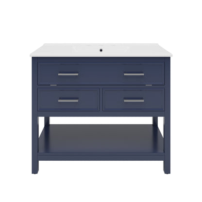 Bathroom Vanity With Ceramic Sink, Tip Out Tray & 2 Full Extension Drawers