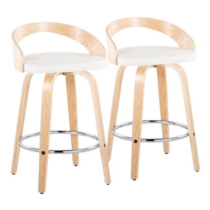 Grotto - Contemporary Fixed Height Counter Stool With Swivel With Round Footrest (Set of 2)