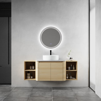 Mounted Bathroom Vanity With Art Sink, 2 Storage Shelves, Soft Close Door