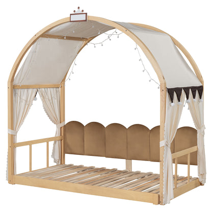 Extended Bed With Arched Roof And Trundle