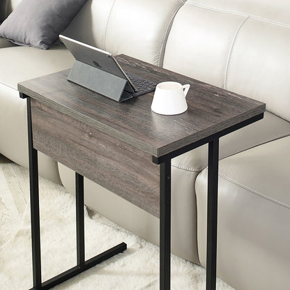 Mona - Rustic Wood Top And Metal Base TV Tray With Water And Heat Resistance - Gray