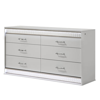 Glam - 6 Drawer Dresser & LED Lighting (Includes Dresser Only) - White