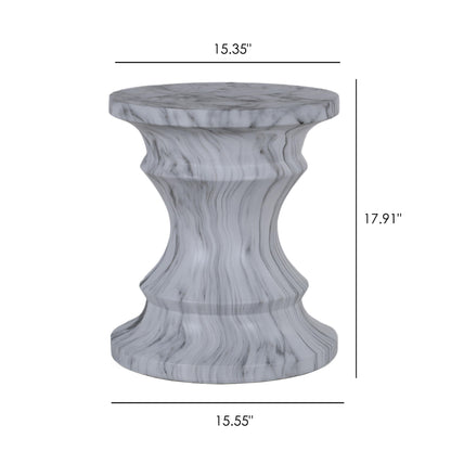 Geometric Round Outdoor End Table - Marble