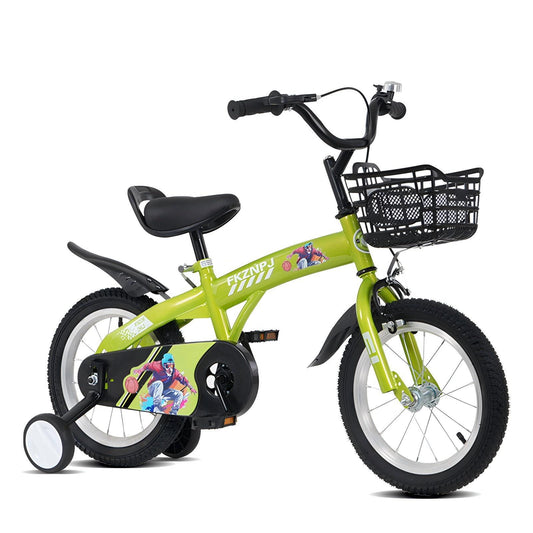 Fkznpj - 18" Sporty Kids Bike With Training Wheels And Stand Adjustable Saddle Suitable For Boys And Girls Aged 5 - 10 Years Tall Height 39 - 49" Available In A Variety Of Colors