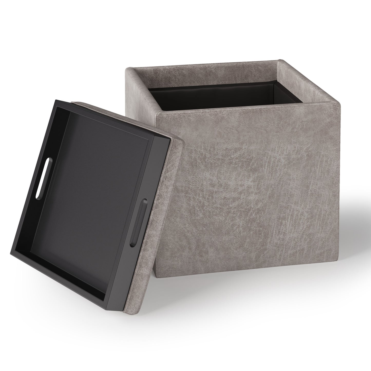 Rockwood - Upholstered Cube Storage Ottoman With Tray