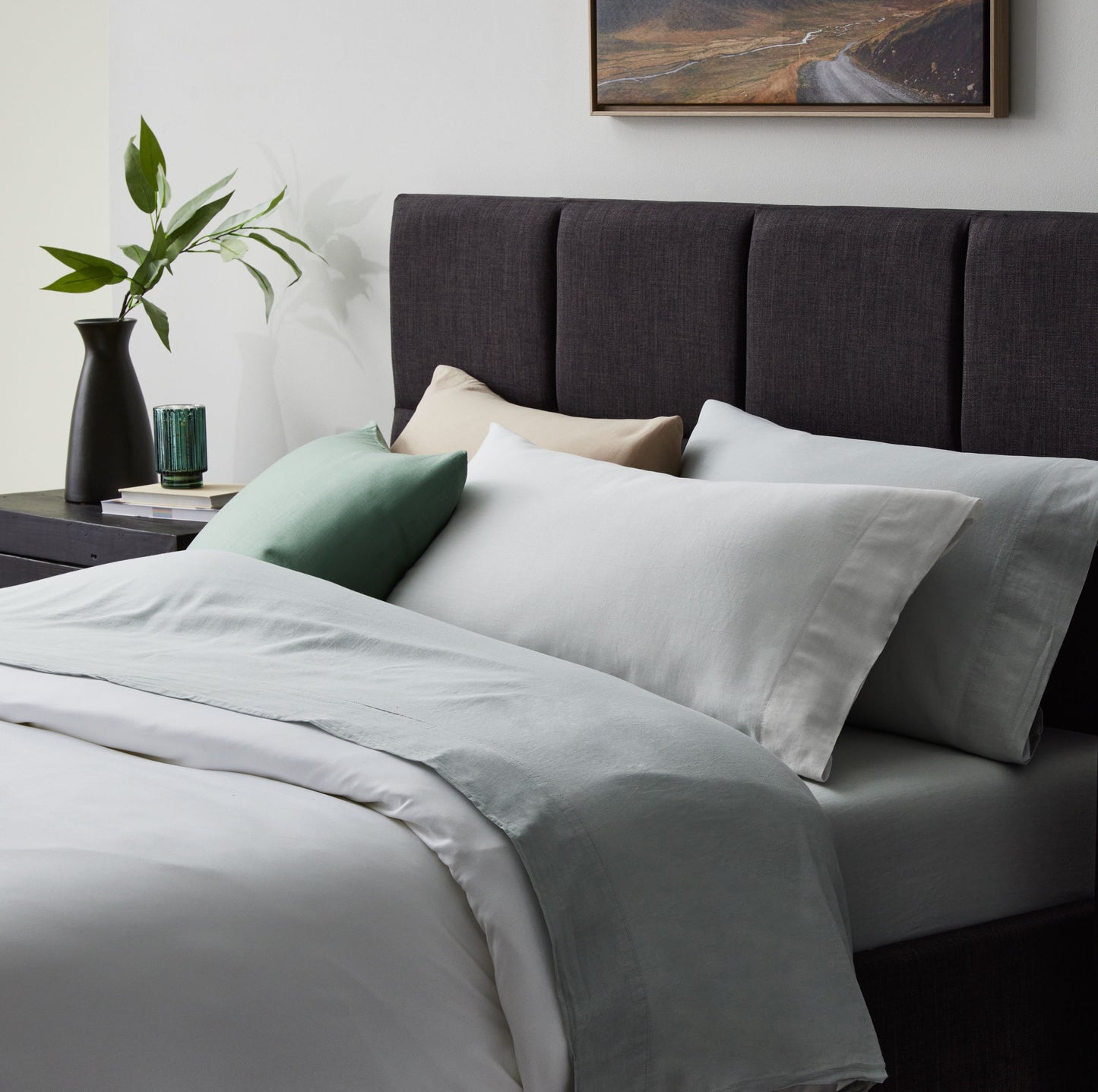 Linen-Weave Cotton Full Sheet Set - Sage