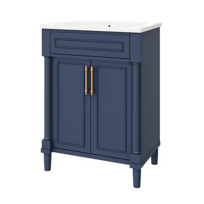 Bathroom Vanity With Integrated Sink, 2 Door Cabinet, Single Sink For Small To Medium Bathrooms