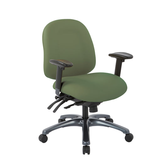 Multi-Function Mid Back Chair with Seat Slider and Titanium Finish Base