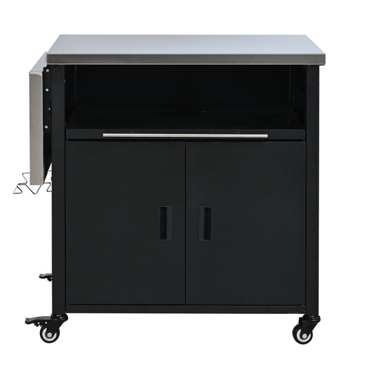 Foldable Outdoor Prep Station BBQ Cart With Trash Rack