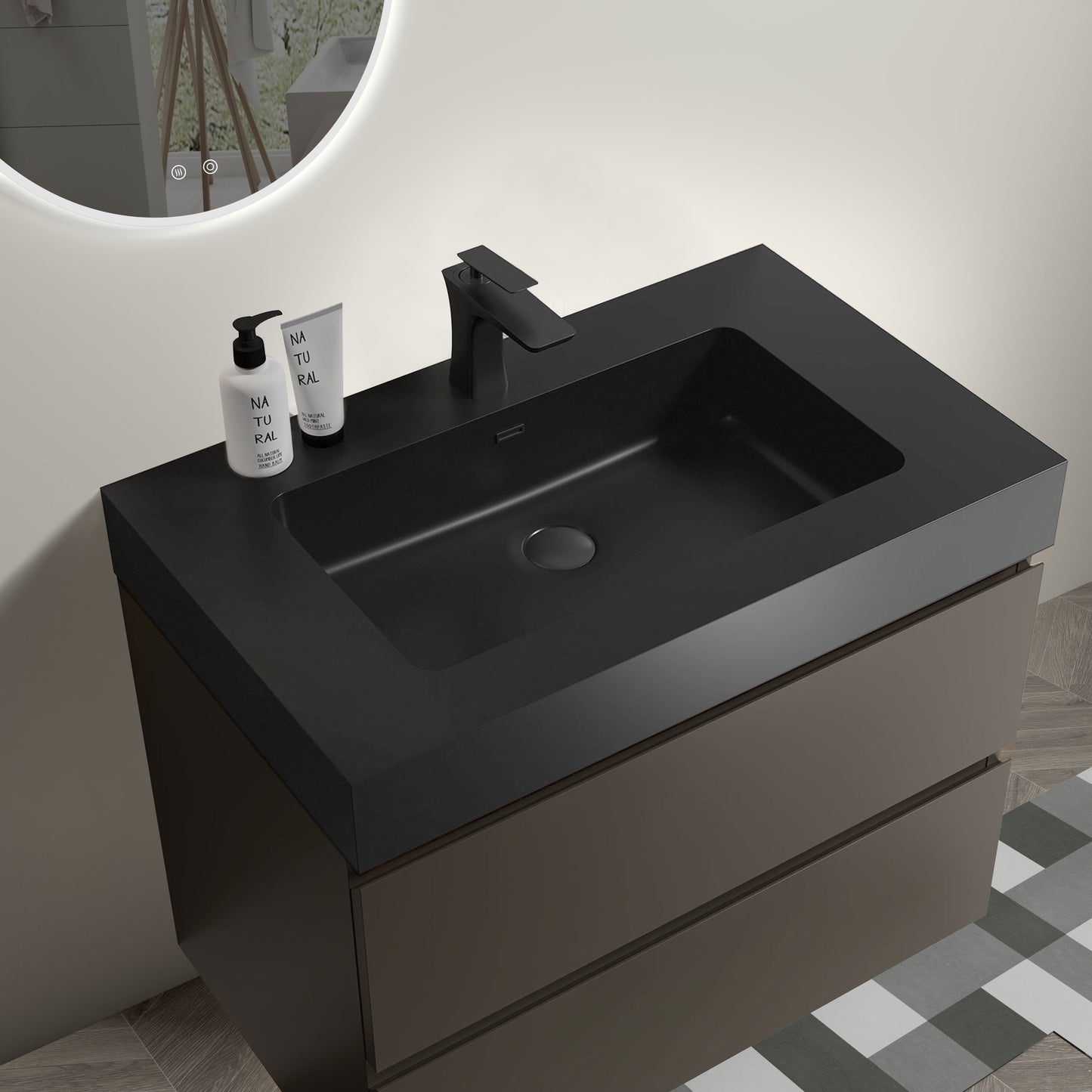 Alice - Bathroom Vanity With Sink, Large Storage Wall Mounted Floating Bathroom Vanity For Modern Bathroom, One-Piece Sink Basin Without Drain And Faucet