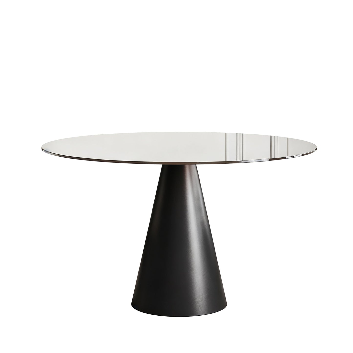Round Dining Table & Tempered Glass Top - Black / Brown