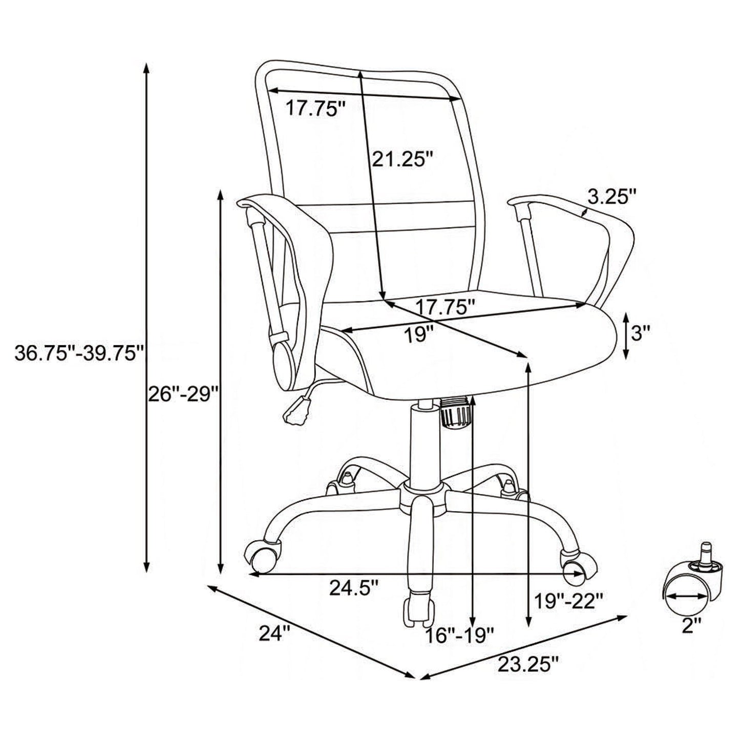 Swivel Office Chair With Base Adjustable Height - Black