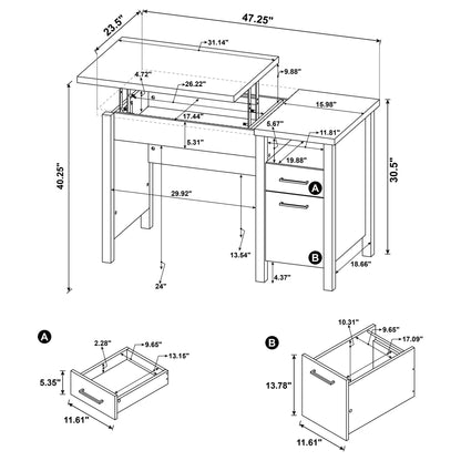 Chicolm - Lift Top Office Desk - Rustic