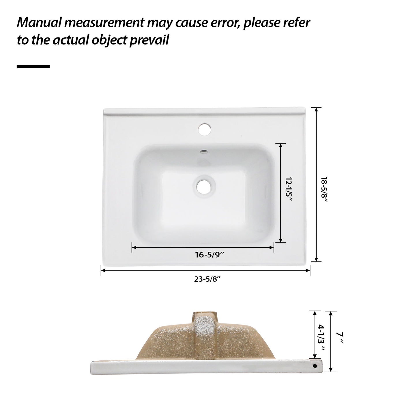 Rectangular Single Vanity Top With 1 Faucet Hole And Overflow Ceramic