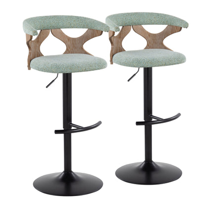 Gardenia - Contemporary Adjustable Barstool With Swivel With Rounded T Footrest (Set of 2)