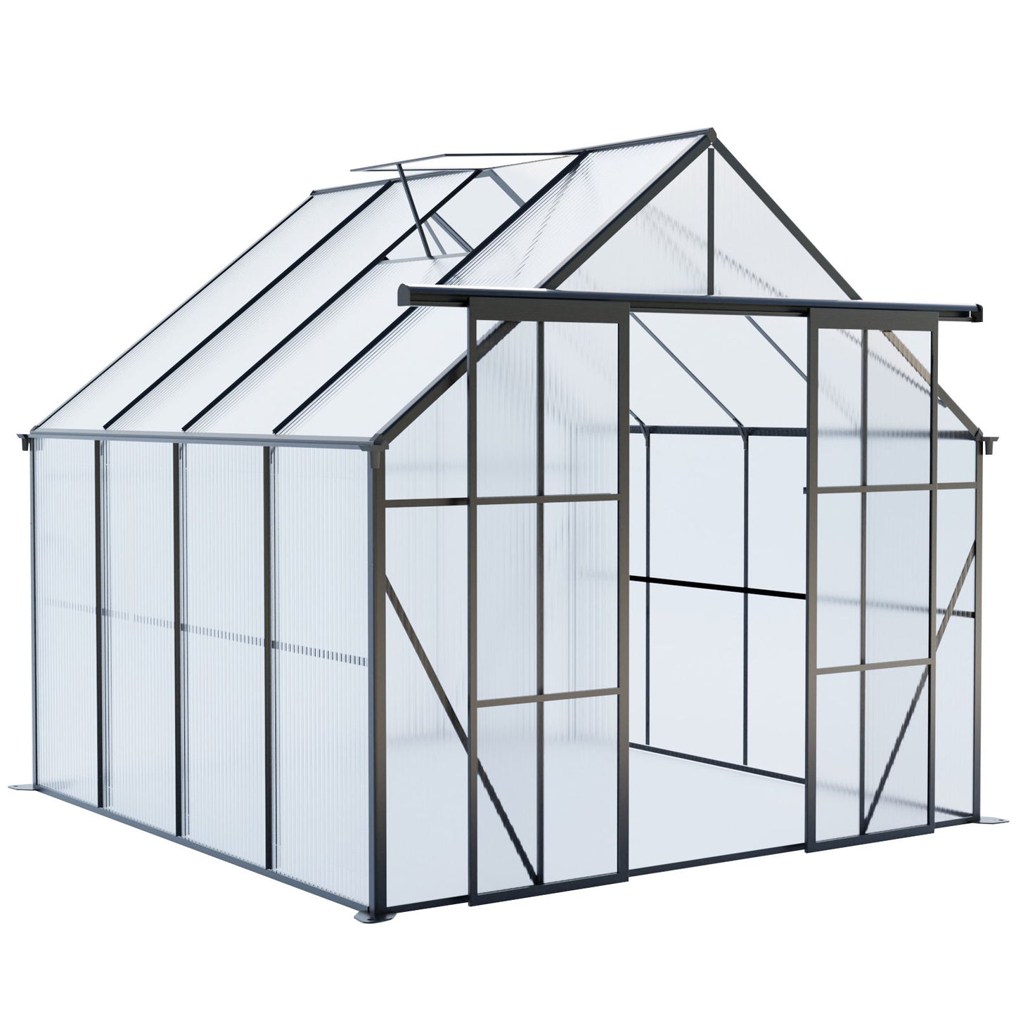 Double Door Polycarbonate Greenhouse Raised Base And Anchor Aluminum Heavy Duty Walk In Greenhouses For Outdoor Backyard In All Season