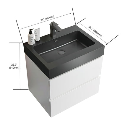 Alice - Bathroom Vanity With Large Storage, Sink Wall Mounted Floating Bathroom Vanity For Modern Bathroom, One-Piece Sink Basin Without Drain And Faucet