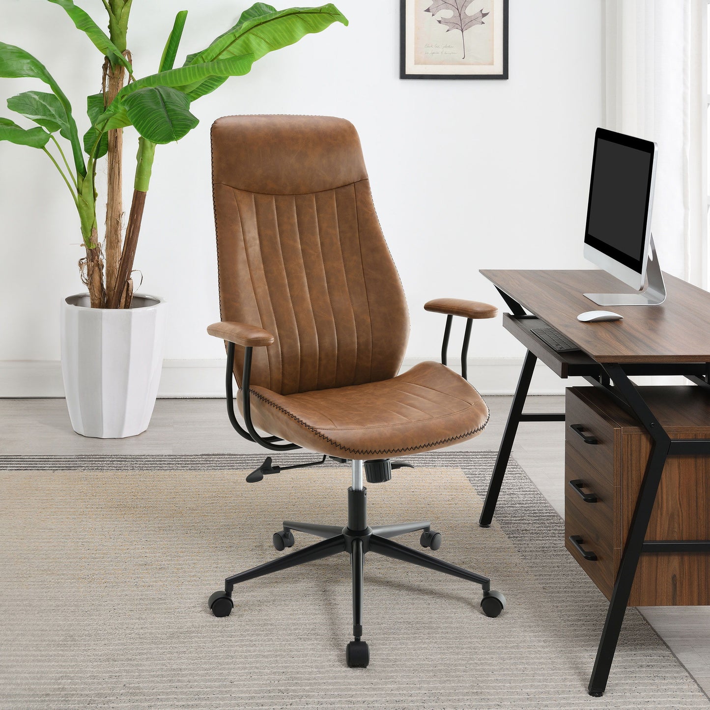 Ranger - Upholstered Adjustable Home Office Desk Chair - Brown