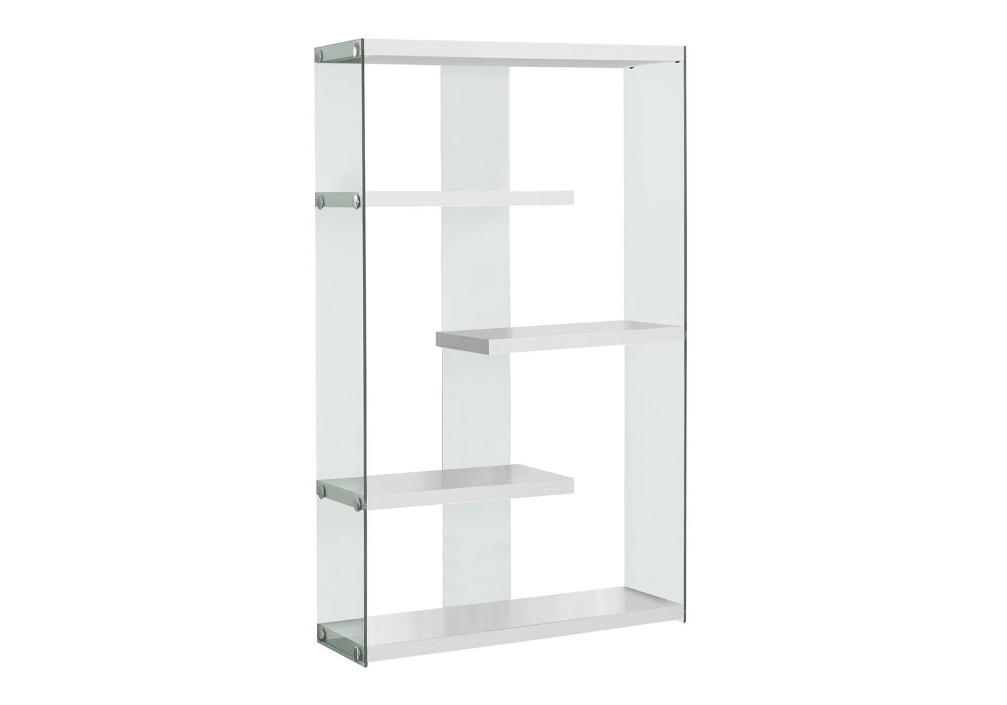 Bookshelf, Bookcase, Etagere, 5 Tier, Office, Glossy Contemporary & Modern - White