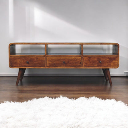 Trio Curved Media Unit - Antique Bronze