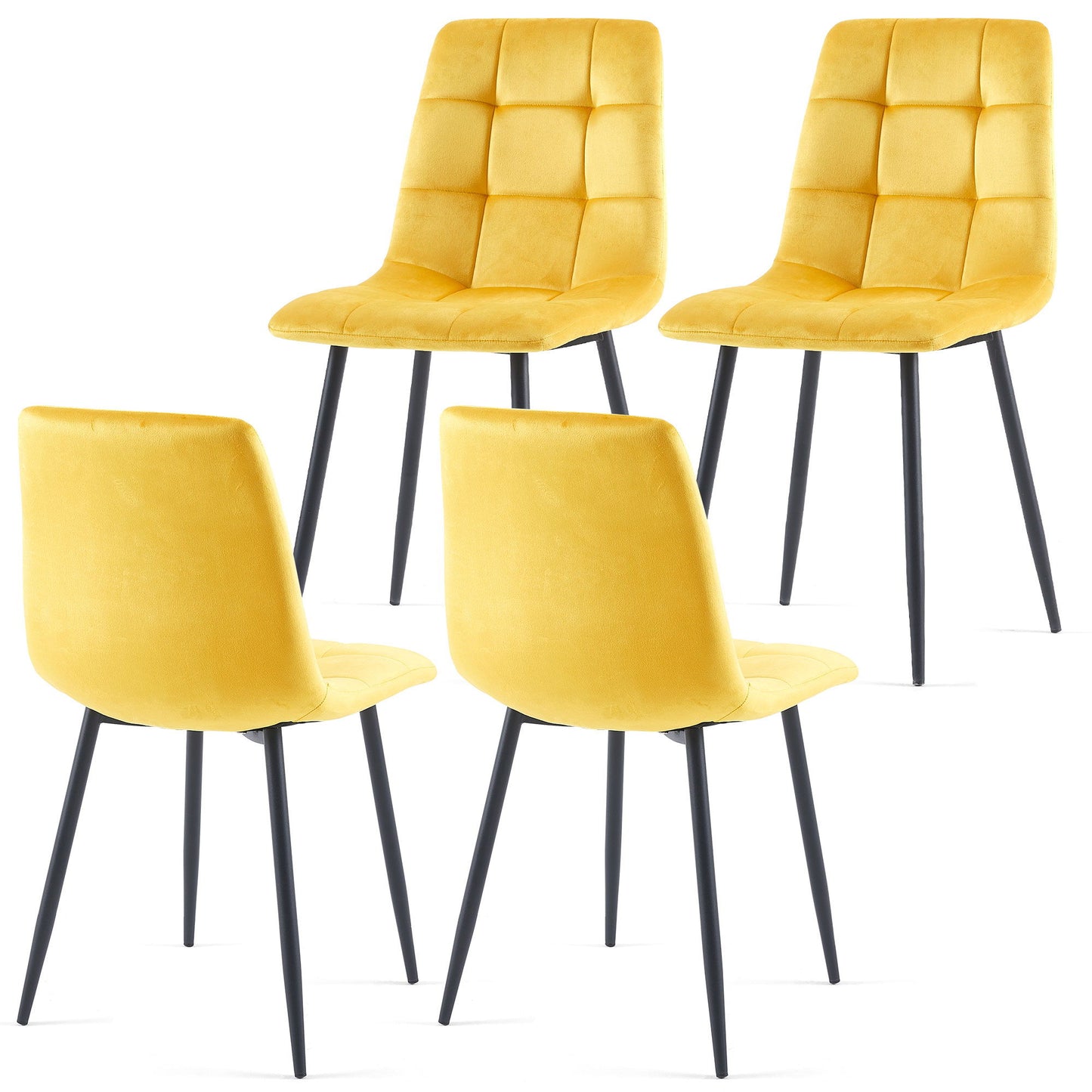 Mid-Century Modern Velvet Dining Chairs Set For Kitchen, Living Room