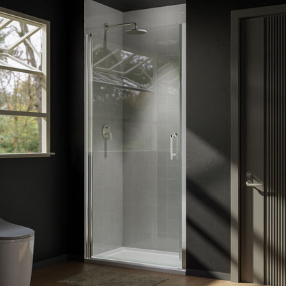 Bi-Fold Semi-Frameless Shower Doors In Matte With Clear Glass