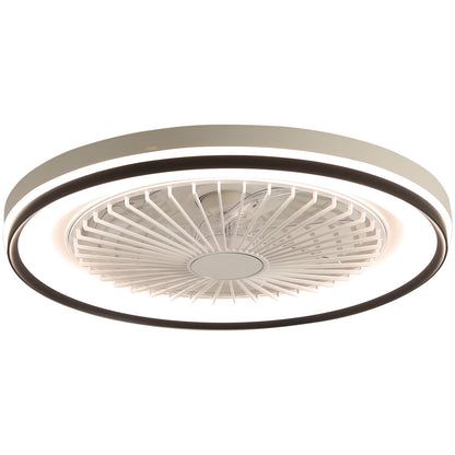 RGB Dimmable LED Enclosed Ceiling Fan With Light Flush Mount Bladeless, 6 Speed, Remote Control - White