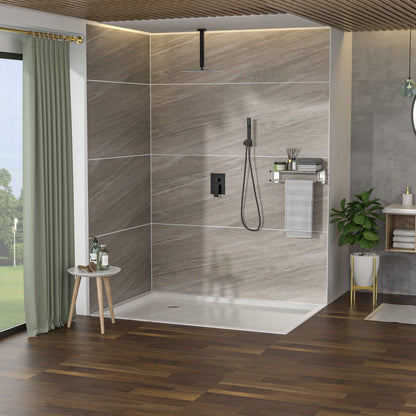 Dual Shower Head 16" Ceiling Mount Square Shower System With Rough In Valve