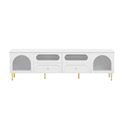 Retro TV Stand With 6 Metal Legs, 2 Cabinets, 4 Drawers And Anti-Tip Device