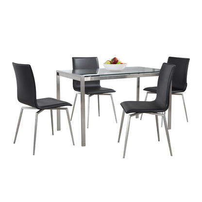 Fuji Mason - Upholstered Swivel Contemporary Dining Set Dining Set, Glass, 5 Piece