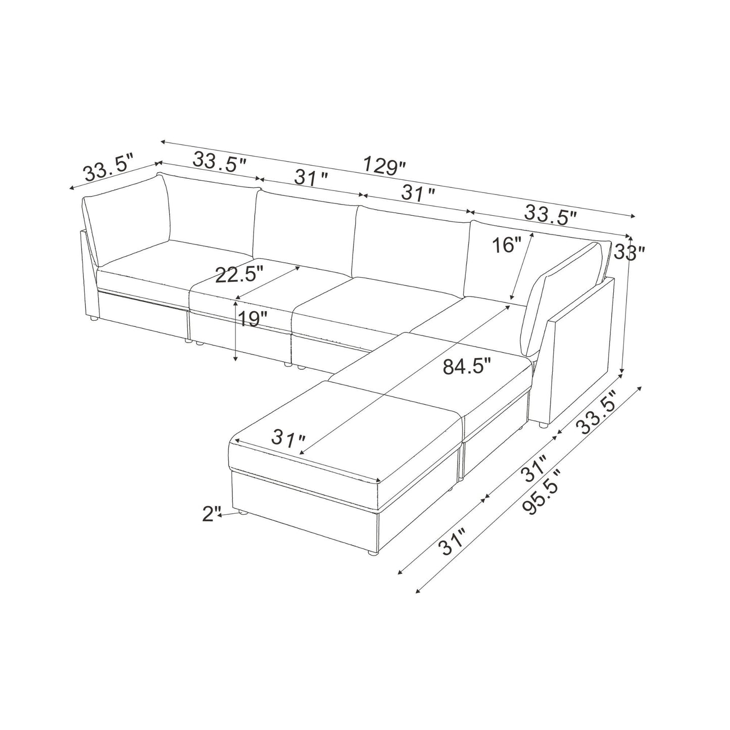 Modern Reversible Modular Sectional