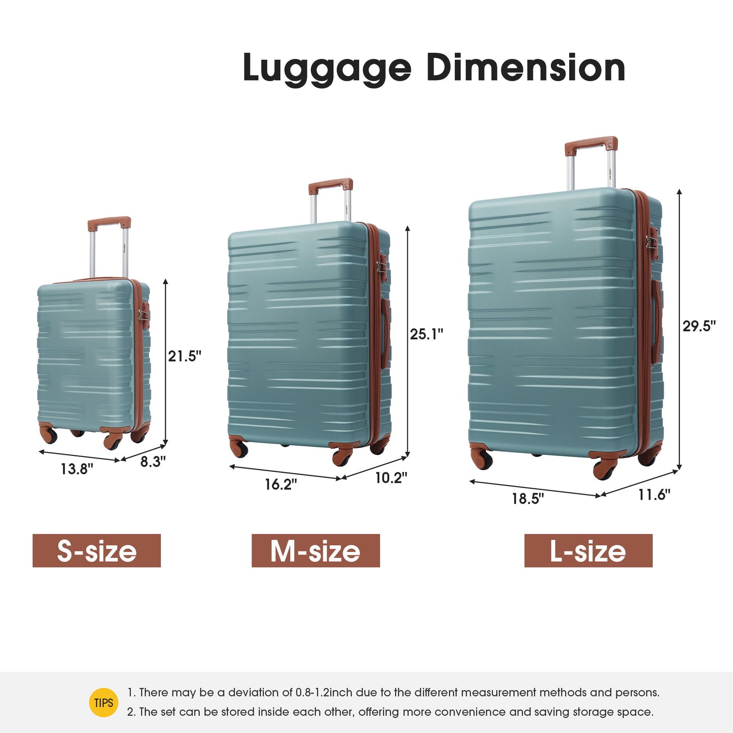 Hardshell Luggage Sets 3 Pieces Spinner Suitcase With Tsa Lock Lightweight 20" 24" 28"