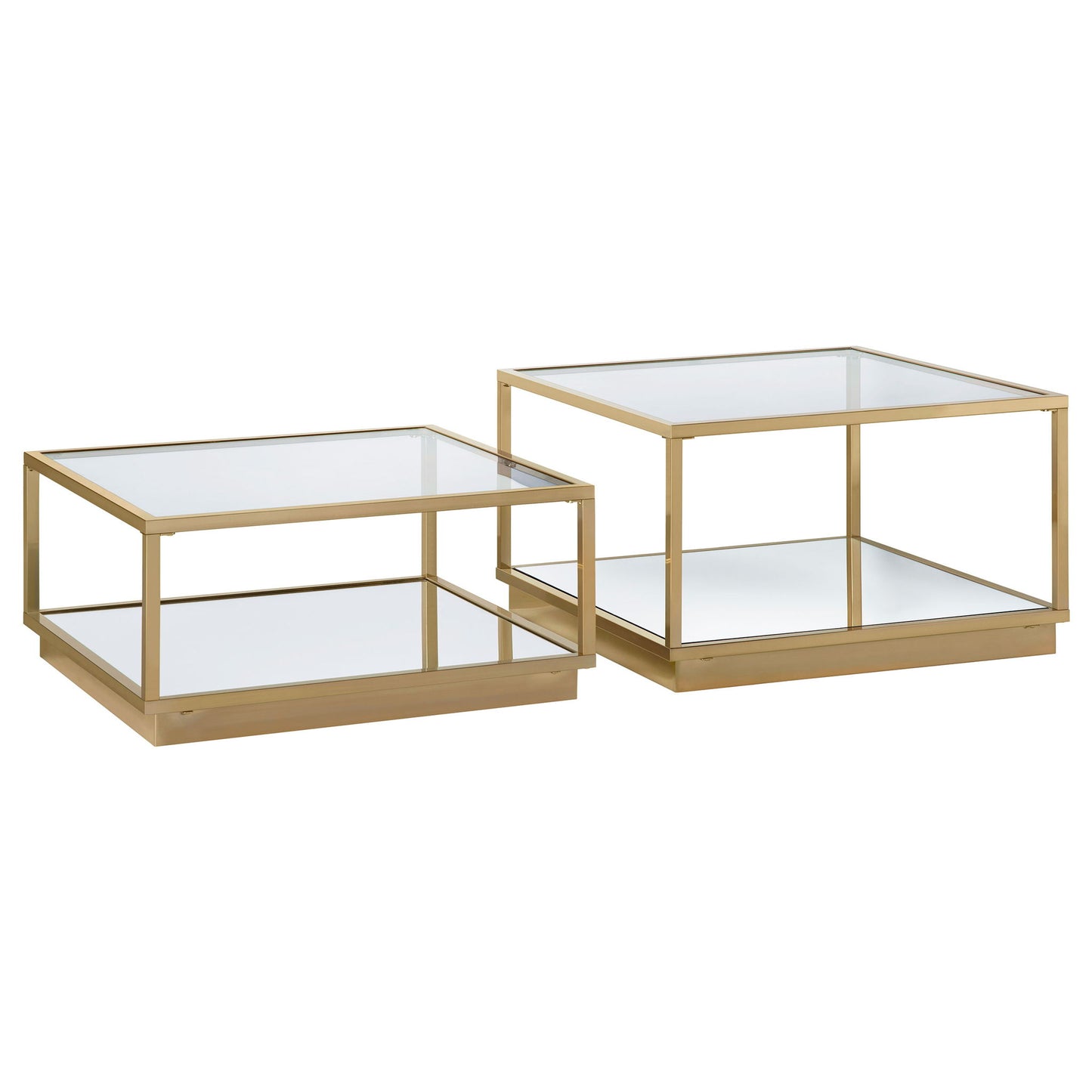 Emeline - 2 Piece Coffee Table Set - Brushed Brass