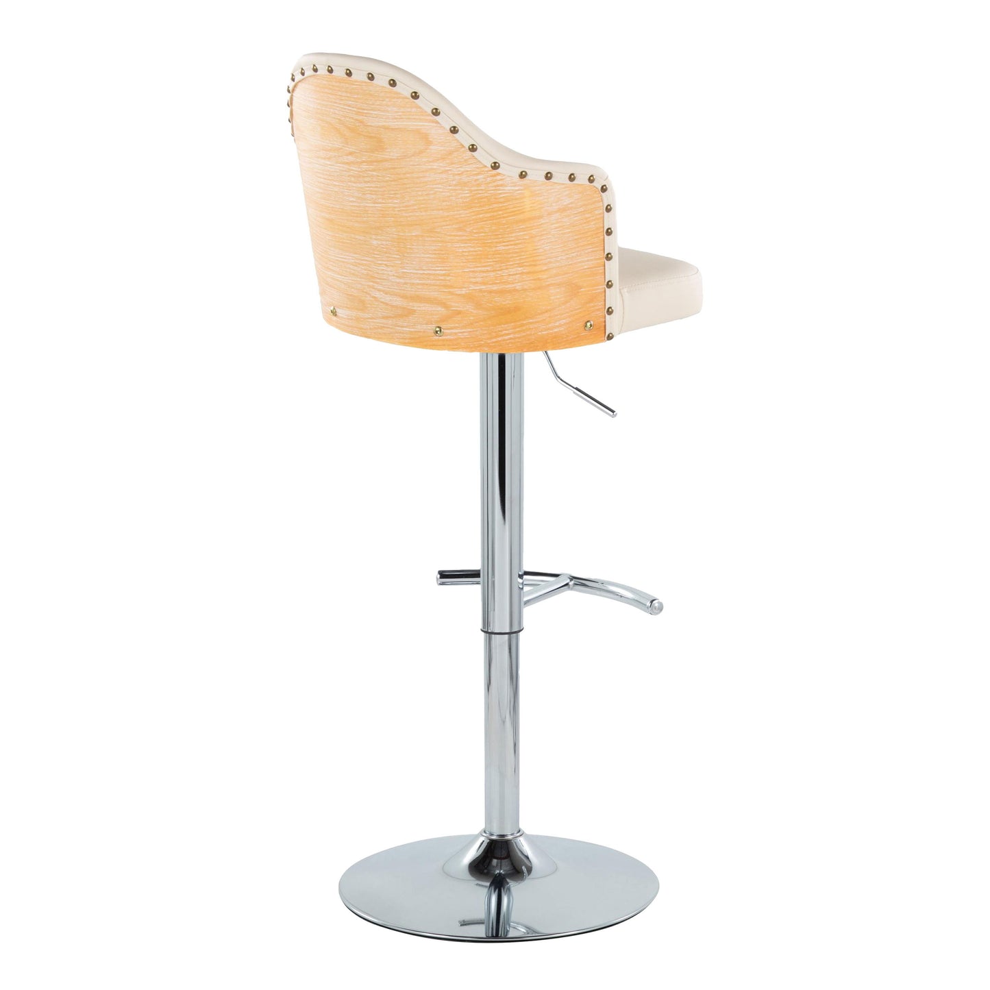 Ahoy - Contemporary Adjustable Barstool, Swivel With Rounded T Footrest (Set of 2)