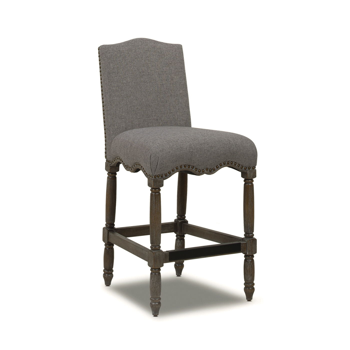 Odette - Farmhouse Upholstered Counter Height Bar Stool - Heathered Gray