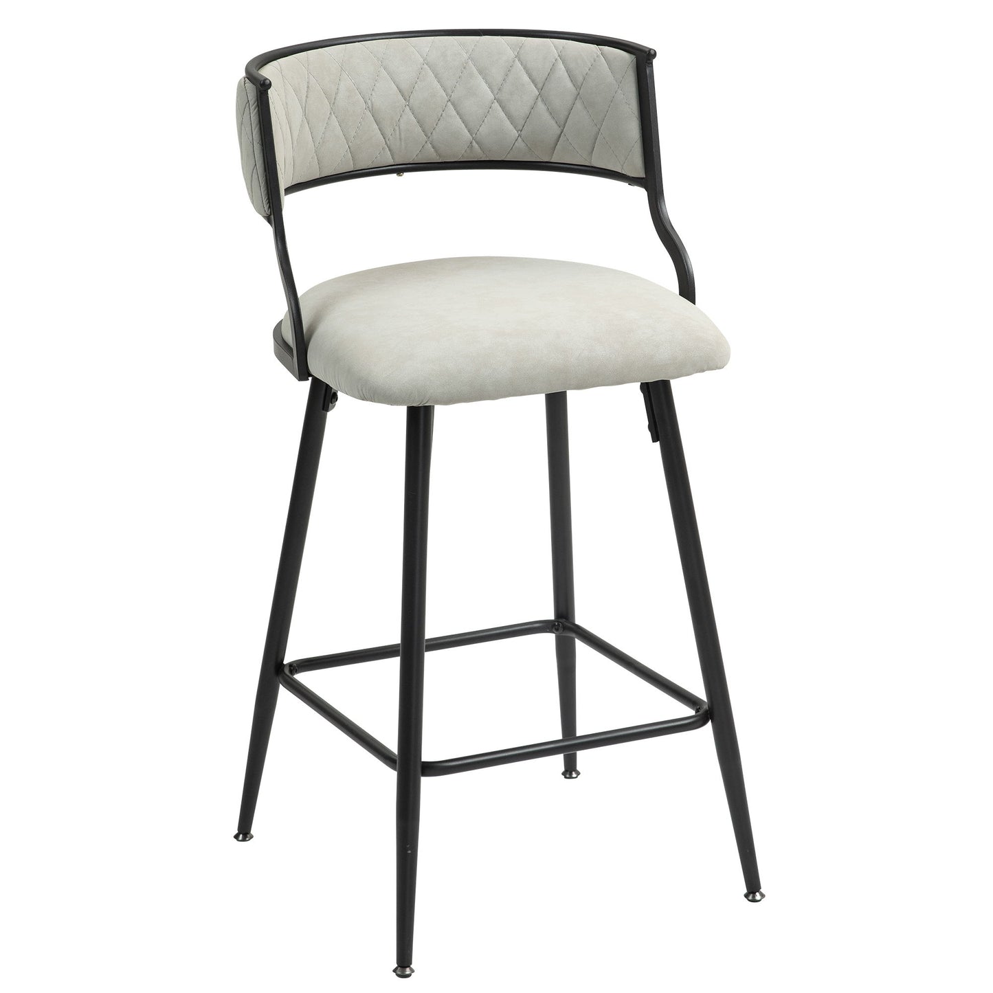 Counter Height Bar Stools With Powder Coating Base And Footrest (Set of 2) - Beige