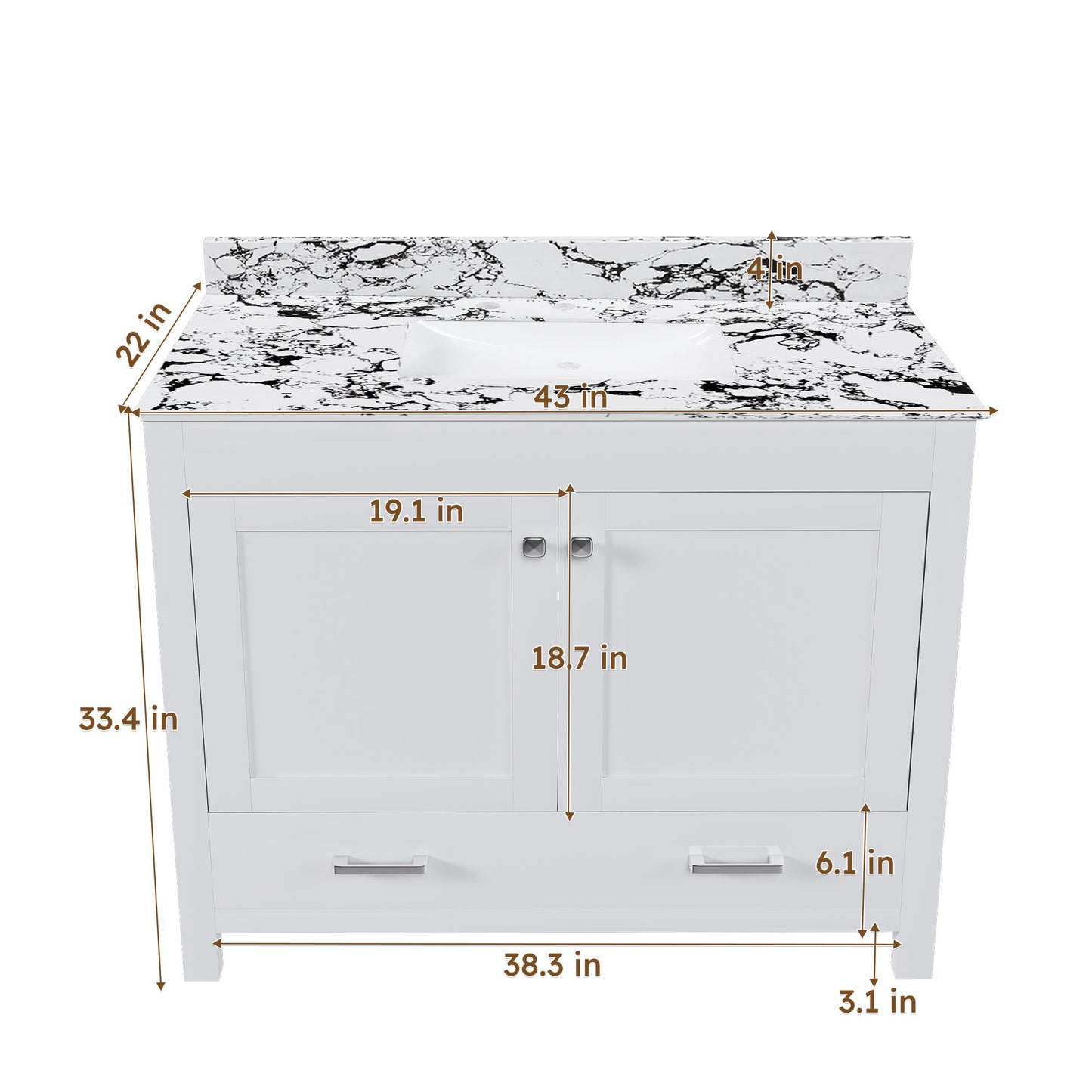 Bathroom Vanity With Storage - White