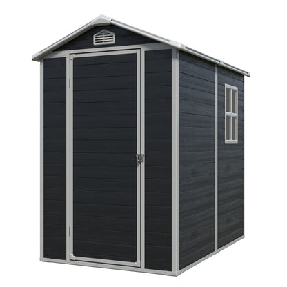 Resin Outdoor Storage Shed Kit Perfect To Store, Patio Furniture - Black