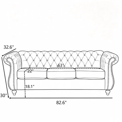 Chesterfield 3 Seater Sofa With Rolled Arms