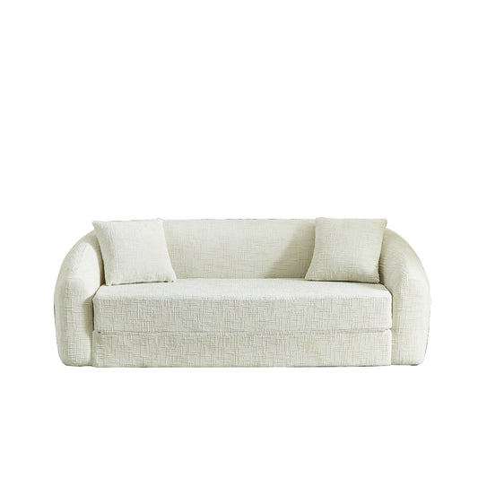 Curved Convertible Sofa, 2 In 1 Fold Out Bed With Pull Out Base And Deep Seat
