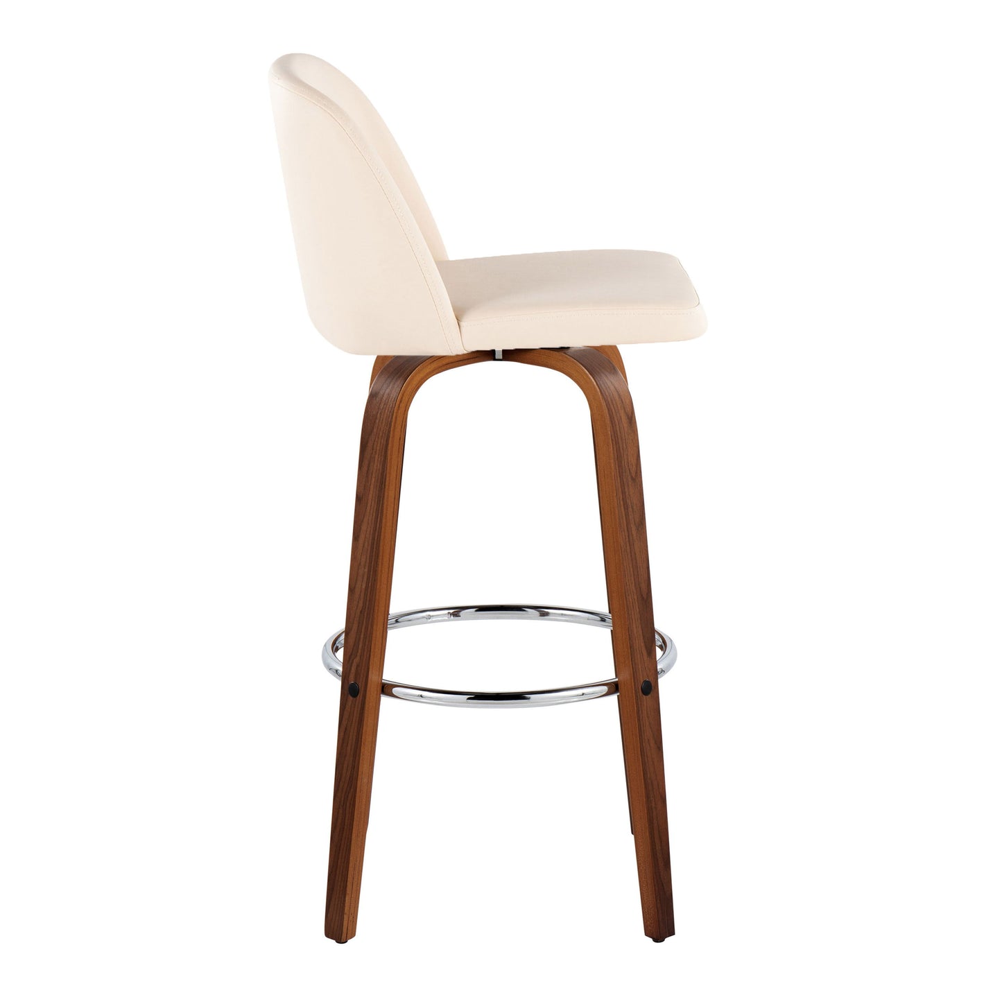 Toriano - Mid Century Modern Fixed Height, Barstool With Swivel With Round Footrest (Set of 2)