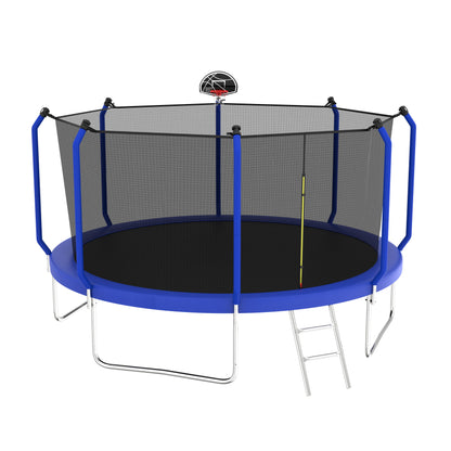 Trampoline With Basketball Hoop, Astm Approved Reinforced Type Outdoor Trampoline With Enclosure Net