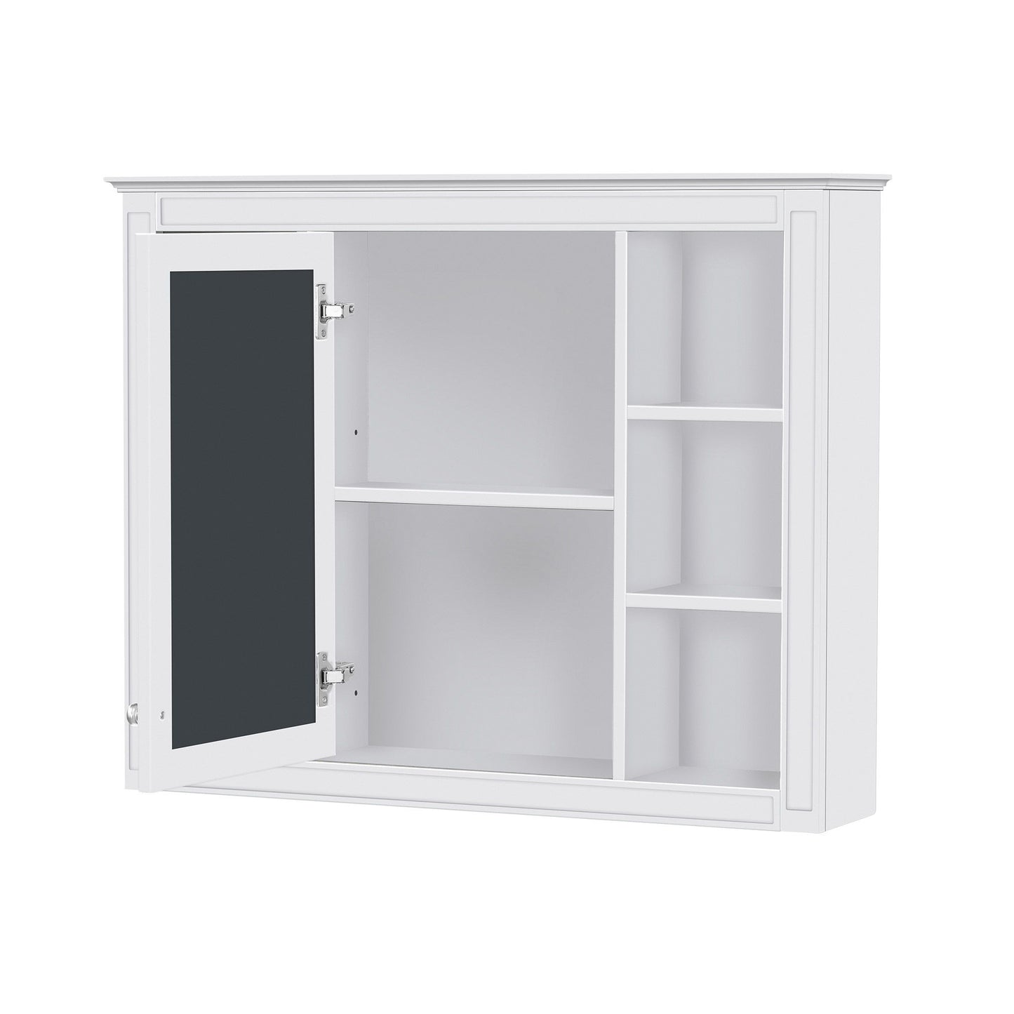 Wall Mounted Medicine Cabinet With Mirror, Storage Cabinet Featuring 6 Open Shelves And Adjustable Interior